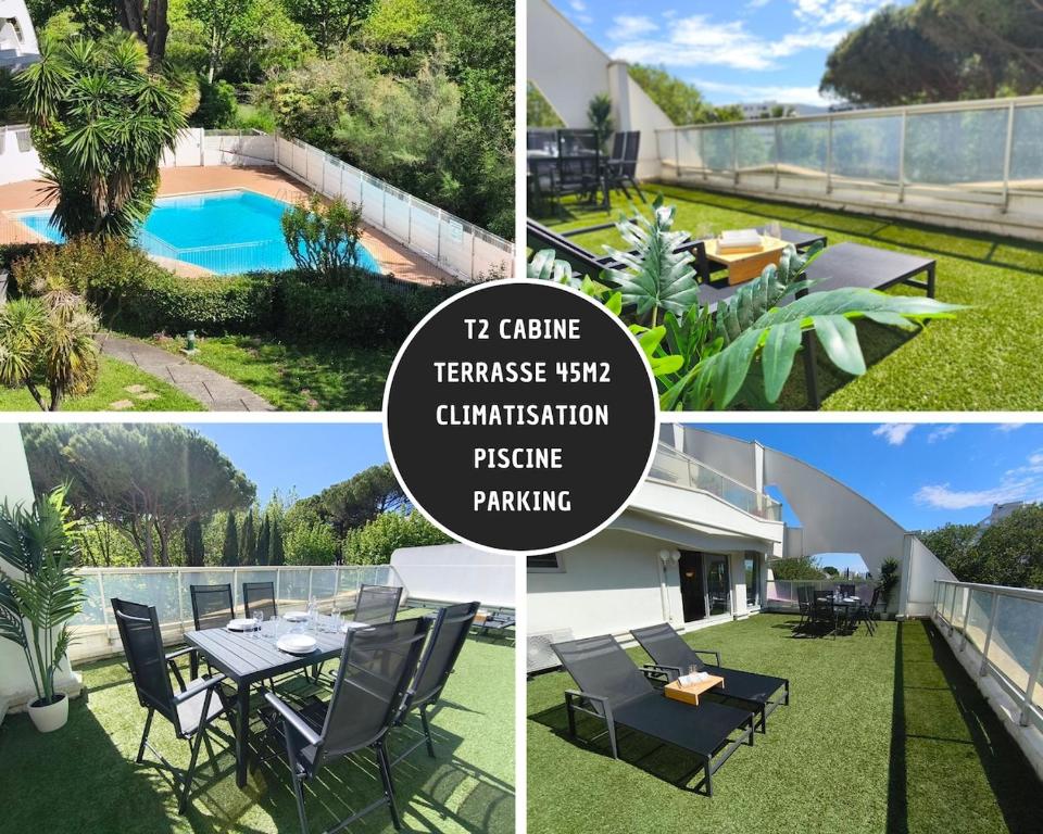 T2 cabine - Terrasse 45m2 - Piscine - Clim - Parking privé - 1