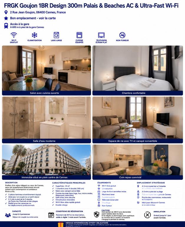 FRGK Goujon 1BR Design 300m Palais & Beaches AC & Ultra-Fast Wi-Fi - 2