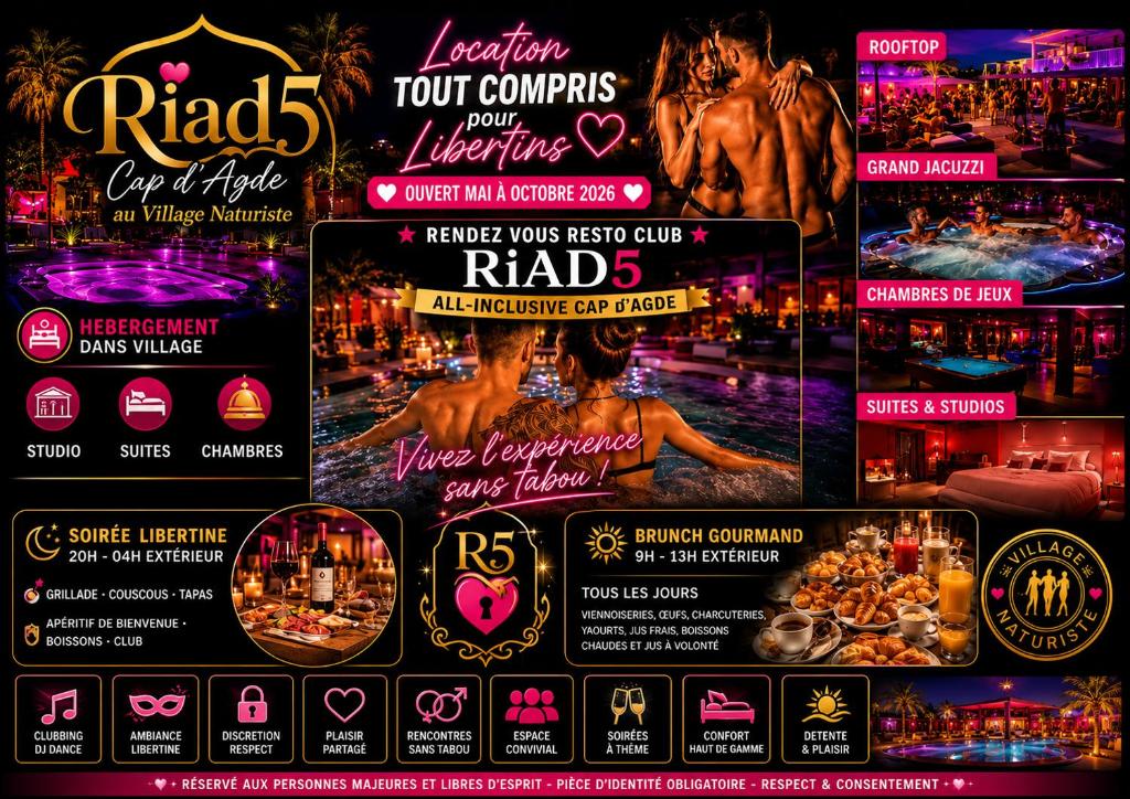 Village Naturiste Cap d'Agde Hôtel Libertin Location Studio Club Riad 5 - 2