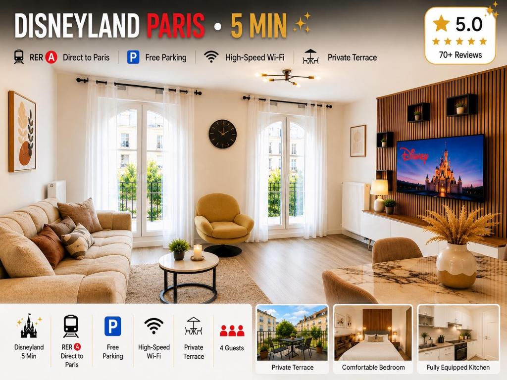 Disneyland Paris 5 Min Air Conditioning Free Parking RER A Paris - 1