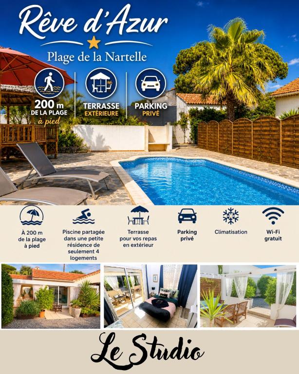 Studio 20m2- Plage de la Nartelle 200M - double Terrasse - Piscine au sel - Parking - BBQ - check-in de 15h à 20h maximum- Rêve D'Azur Sainte Maxime - 1