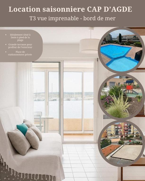 T3 CAP d'Agde : vue imprenable mer RDC - 1