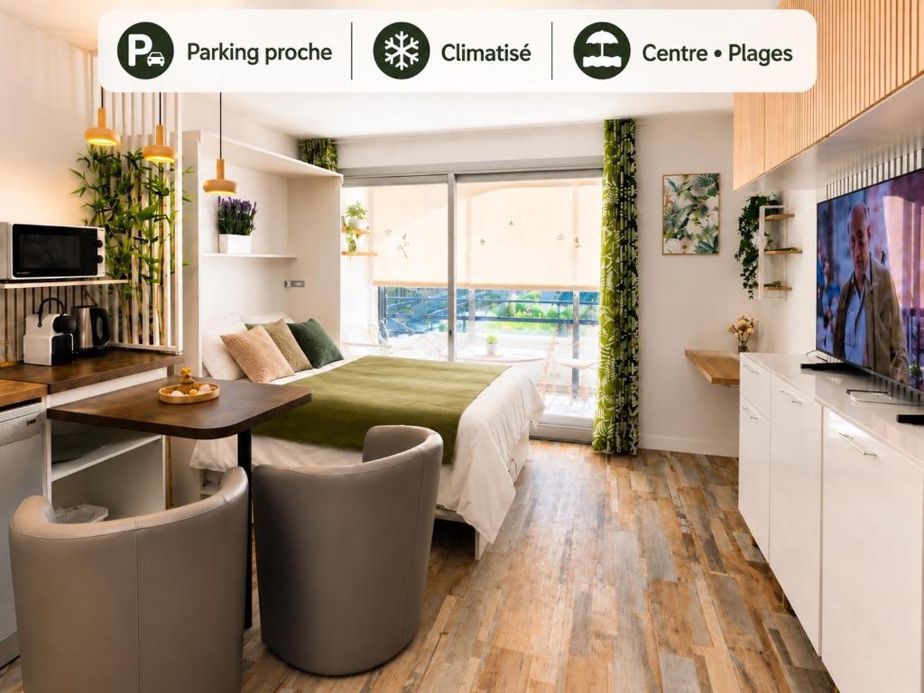 Studio climatise - Parking - Centre, Plage - 1