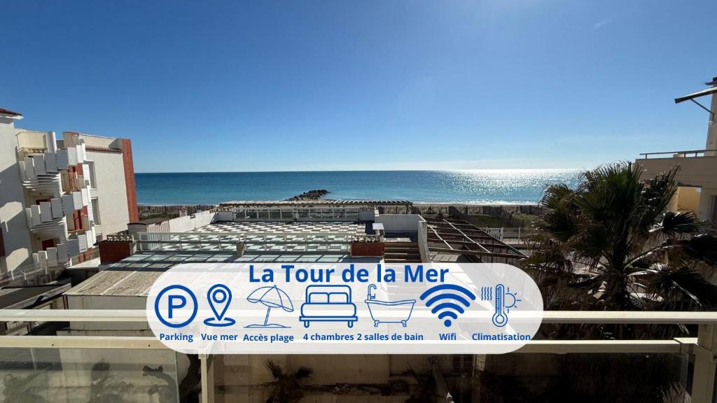 La Tour de la Mer - Vue Mer avec accès Plage direct - 150m2 - Clim - Parking privé - 1
