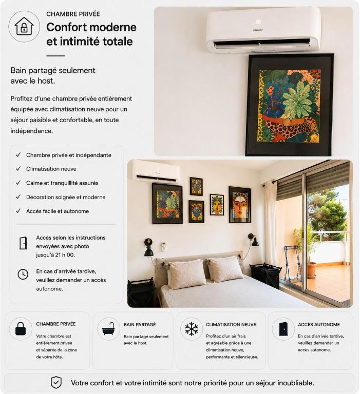 Chambre d hôte avec clim terrasse et petit déjeuner Hauteurs de Nice - 4