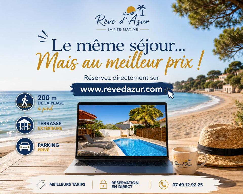 Studio 20m2- Plage de la Nartelle 200M - double Terrasse - Piscine au sel - Parking - BBQ - check-in de 15h à 20h maximum- Rêve D'Azur Sainte Maxime - 2