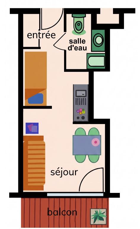 Studio familial avec balcon à Modane 18 m² vue montagne - 2