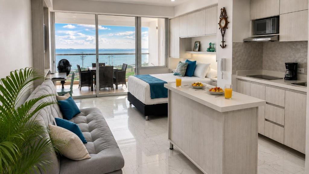 CB726 | Suite moderna frente al mar con balcón y cocina con isla - 3