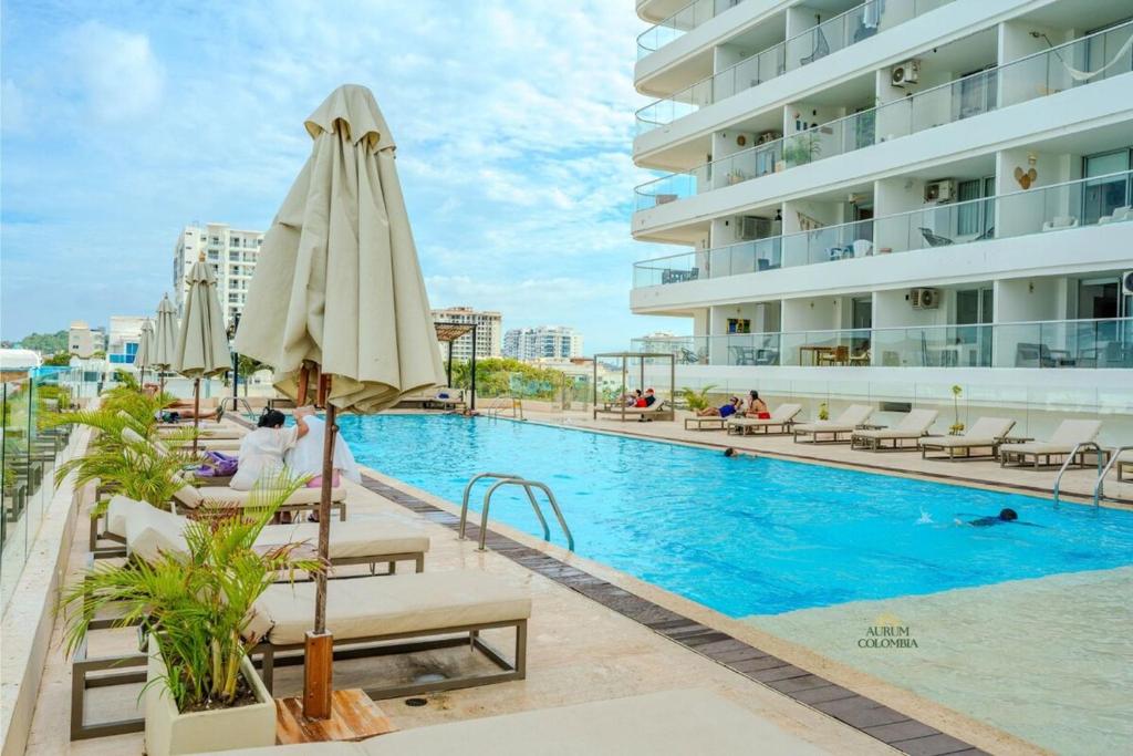 Mar de Luna en Apartamento en Cartagena Beach Resort cerca a la playa con piscina y jacuzzi - 2