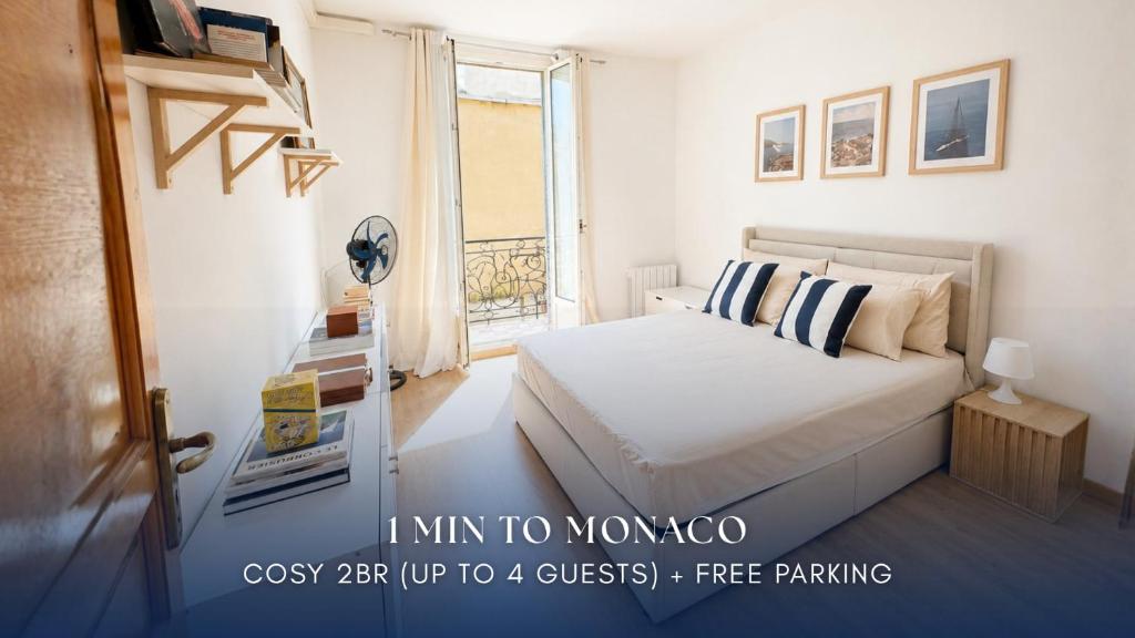 1 min to Monaco - 4 guests max - Free Parking - 1