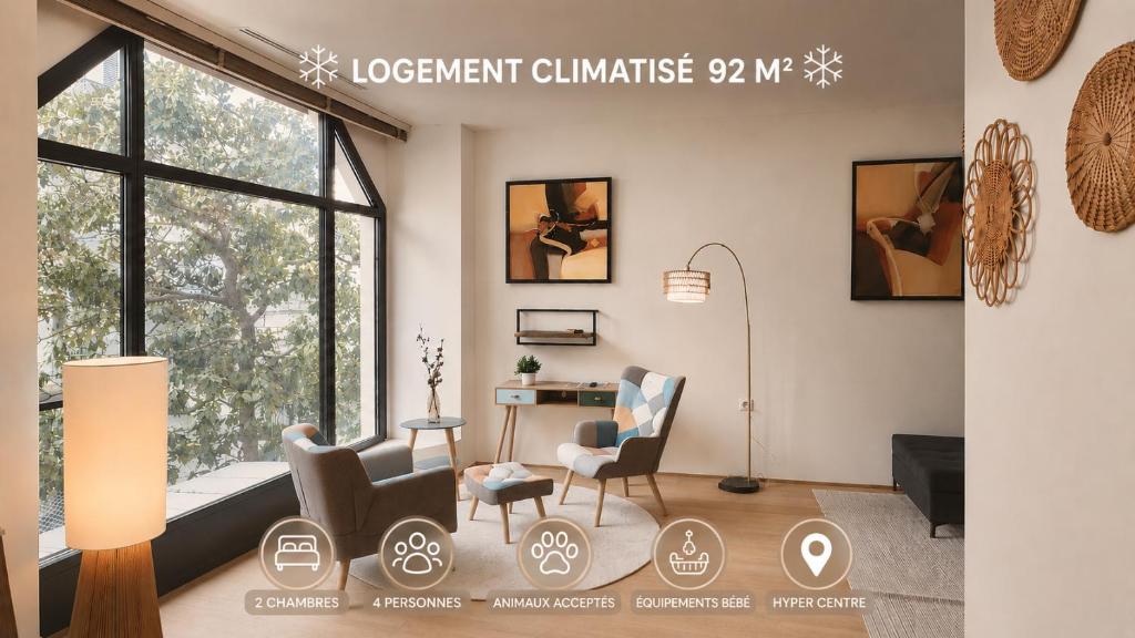 - Magnifique appartement climatisé 92m2, spacieux et cosy, au cœur de Vichy - 1