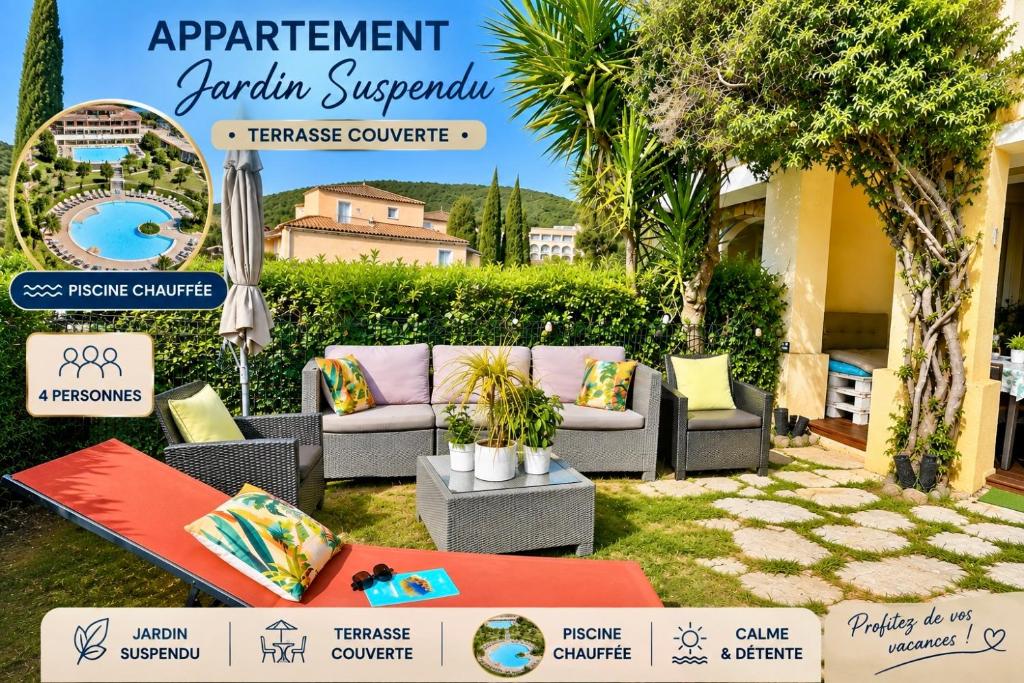 Appartement classé Premium - Le Jardin Clos Vue Mer -Parking Couvert - PISCINE Chauffée du 05-04 au 01 -11- Parc résidentiel avec espaces de Loisirs parcours de Santé, randonnées , Jeux extérieur - 1
