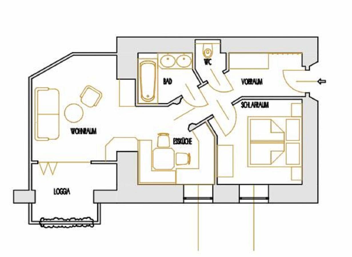 Apartment mit 1 Schlafzimmer und Loggia