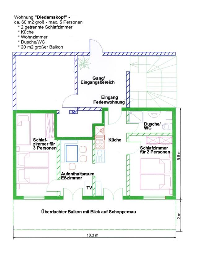 Basic Two-Bedroom Apartment with Balcony - Annex