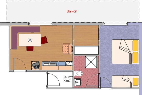 Apartment mit 1 Schlafzimmer und Balkon