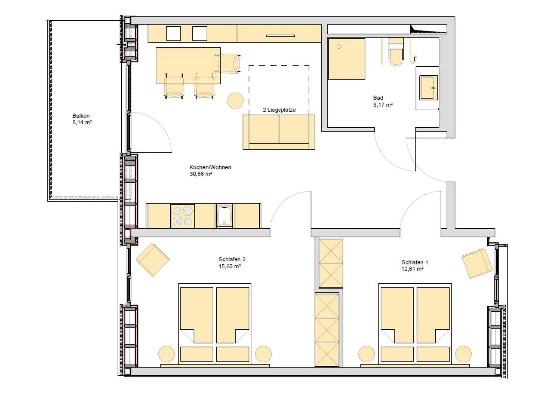 Two-Bedroom Apartment "Schienerberg" river view