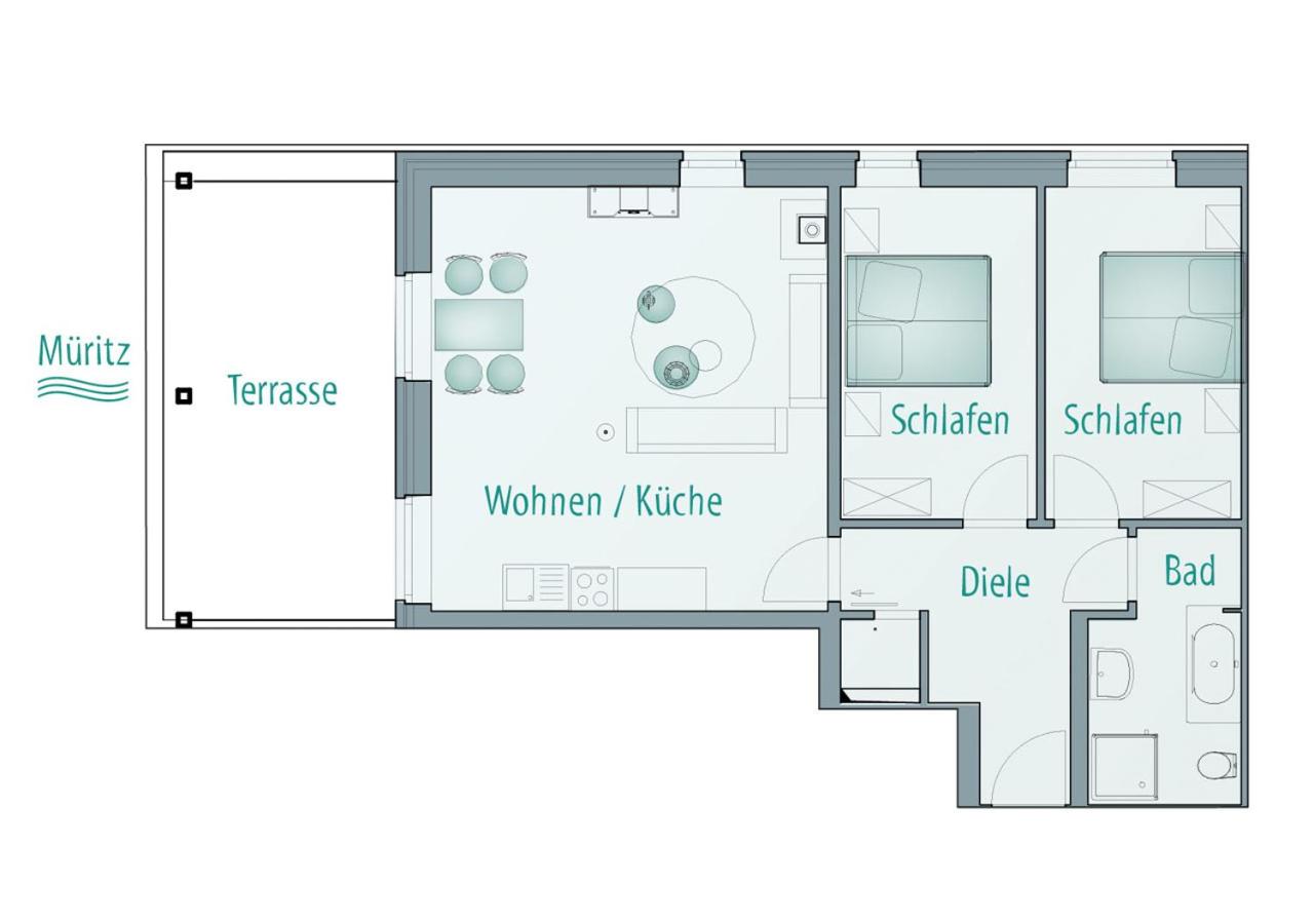 Apartment mit 2 Schlafzimmern und Seeblick