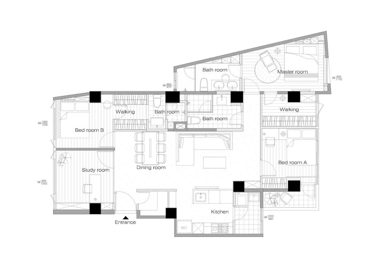 3 Bedrooms and 1 Study and 3 Bathrooms Near Taipei 101 & MRT - Chambres d'hôtes Taipei