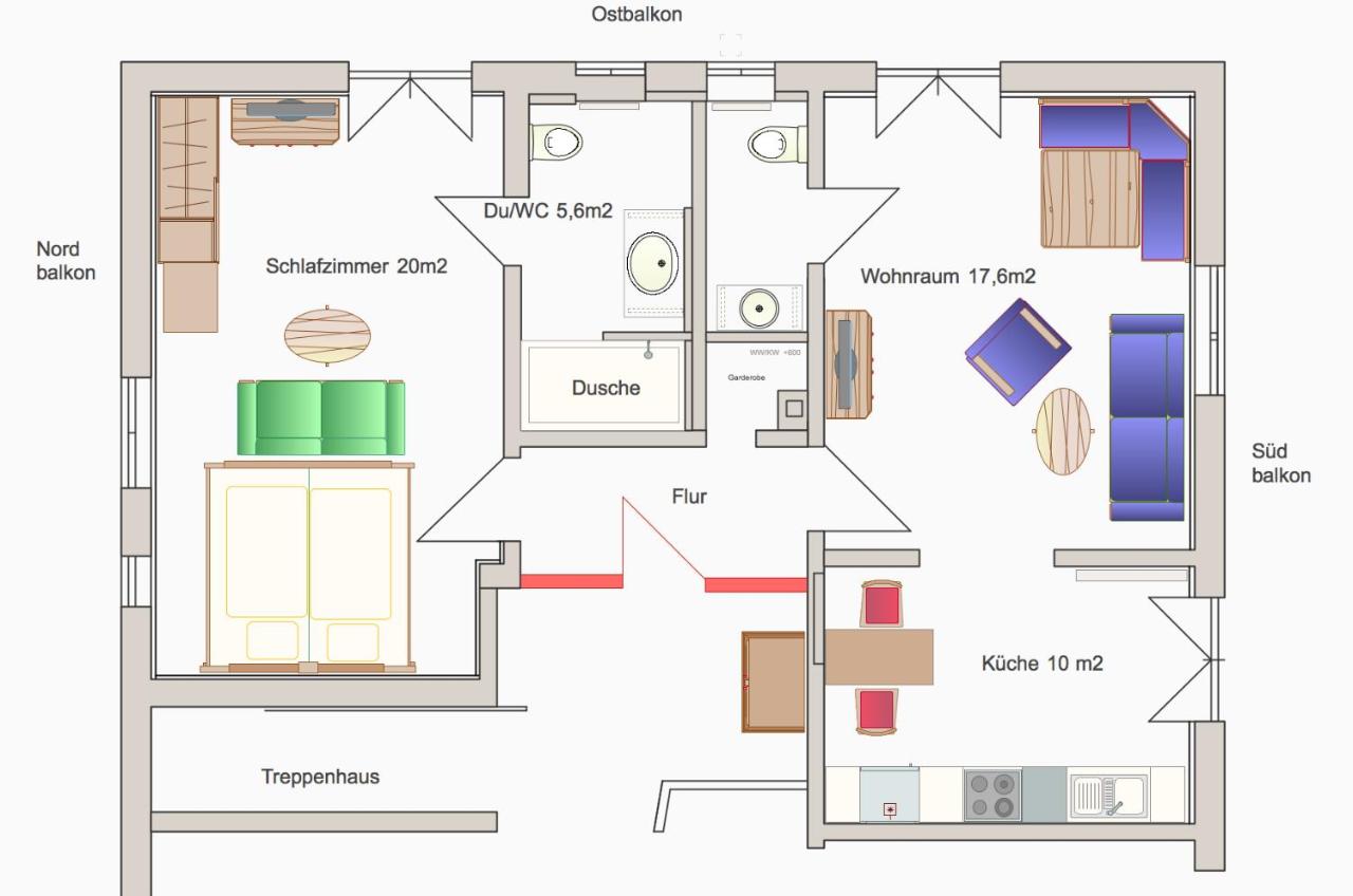 Apartment mit 1 Schlafzimmer 1.Etage links