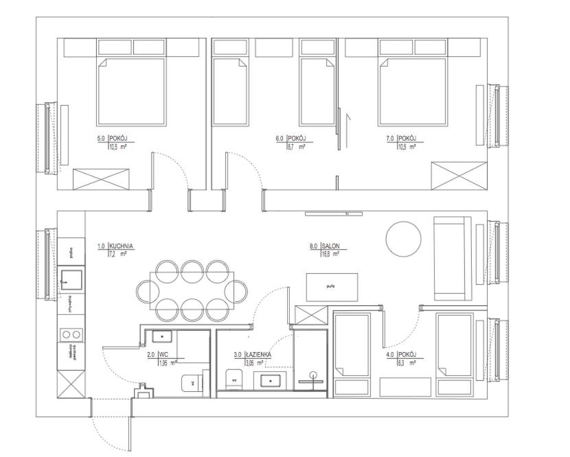 Three-Bedroom Apartment - Piwna 40/42 ap. 1