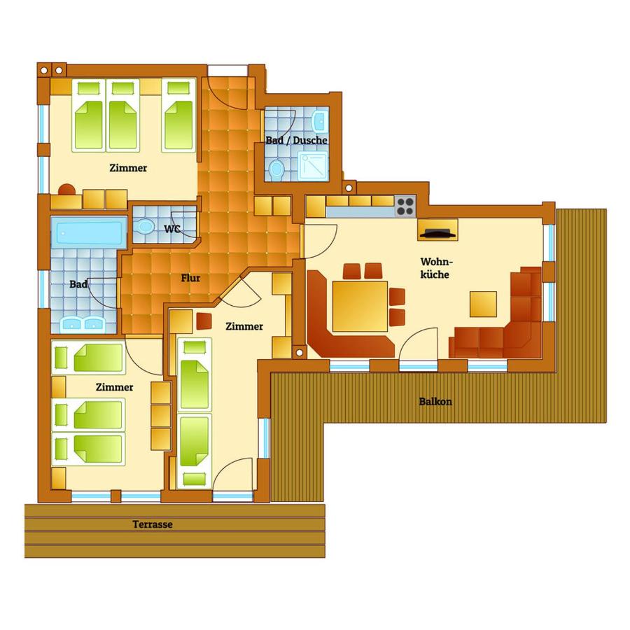 Appartement met 3 Slaapkamers (6 Volwassenen)