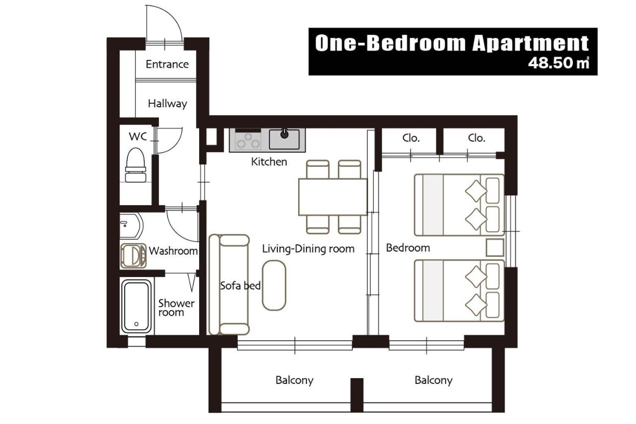Apartment mit Balkon