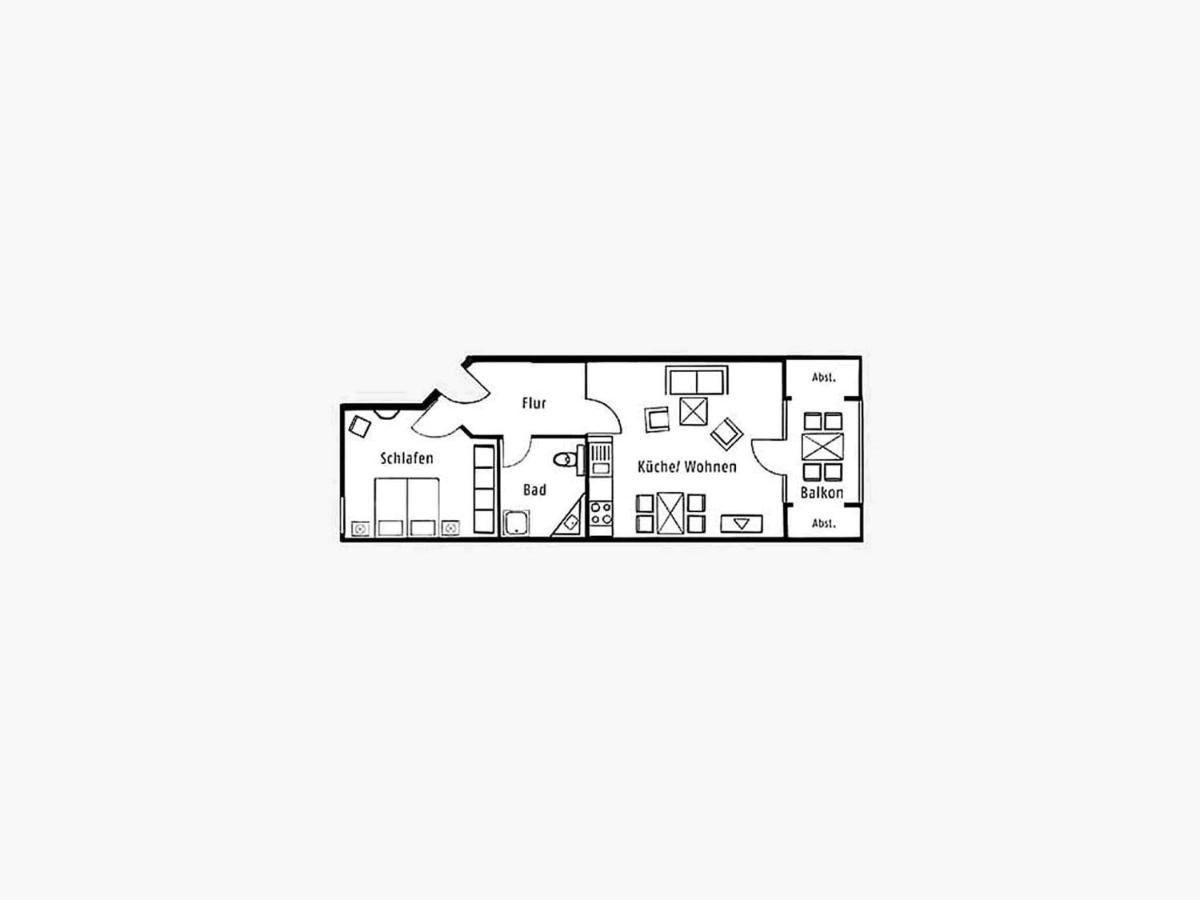 Dünenpark Binz - Komfortplus Ferienwohnung mit 1 Schlafzimmer und Balkon im Dachgeschoss 307 - Chambres d'hôtes Ostseebad Binz