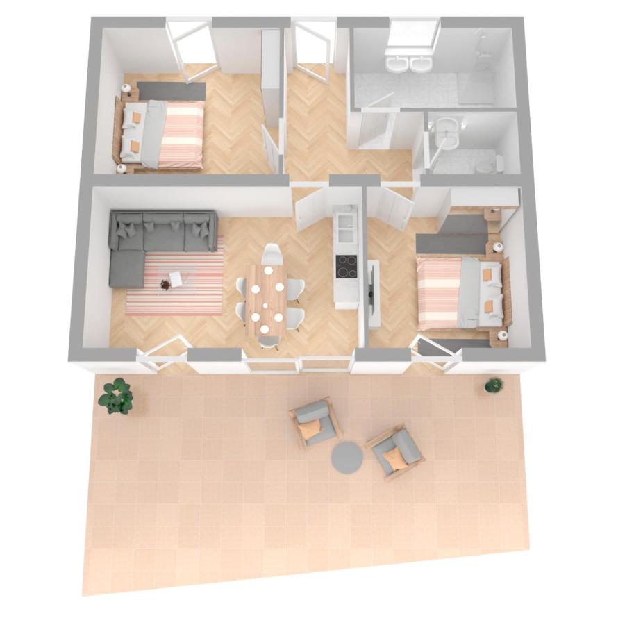 Apartment mit 2 Schlafzimmern und Terrasse