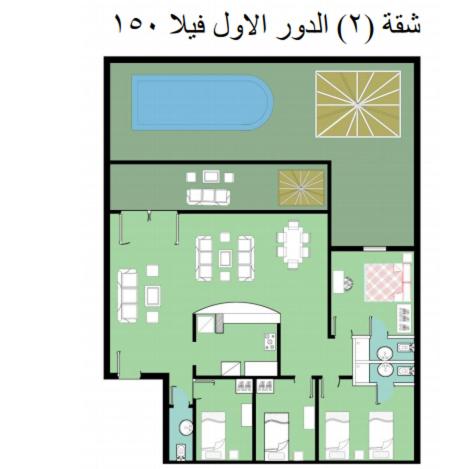 B&B El-Alamein - Chalet 2 v150 first floor 4 bedrooms green beach - Bed and Breakfast El-Alamein
