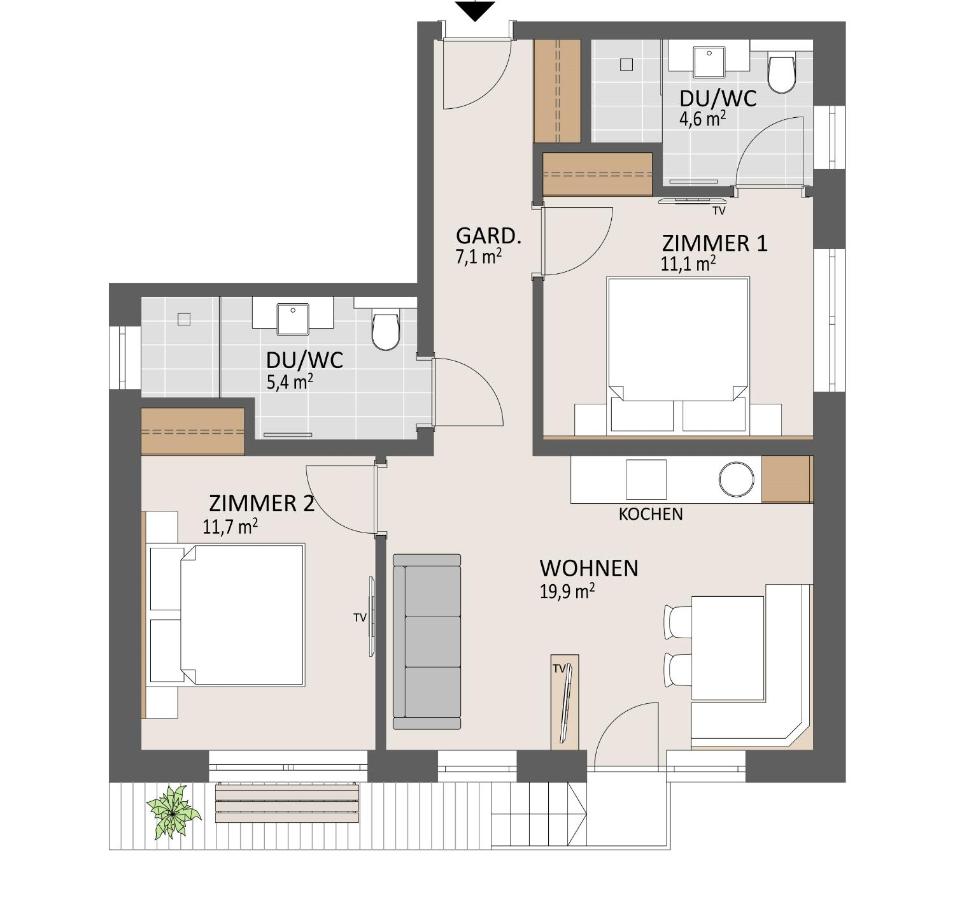 Apartment mit 2 Schlafzimmern