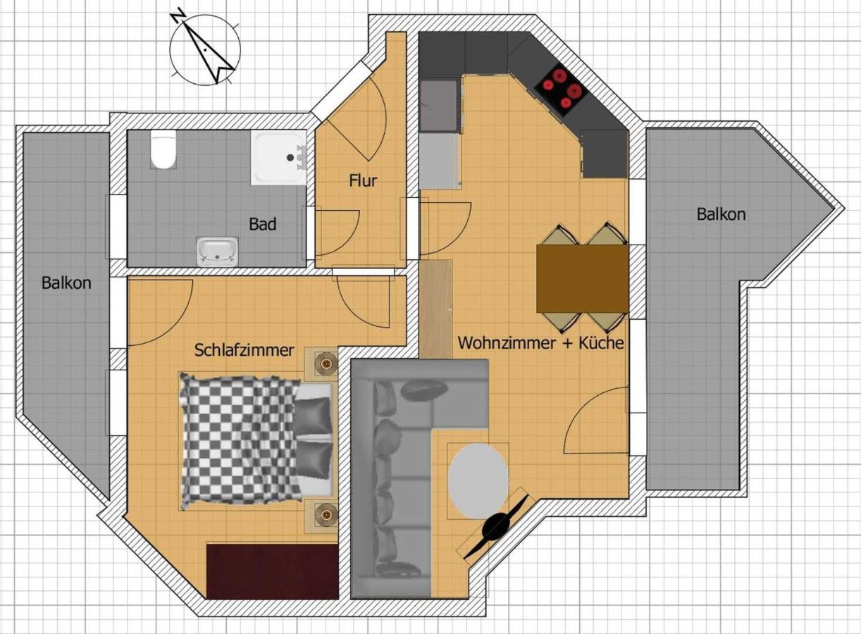 Appartement met 1 Slaapkamer en een Balkon