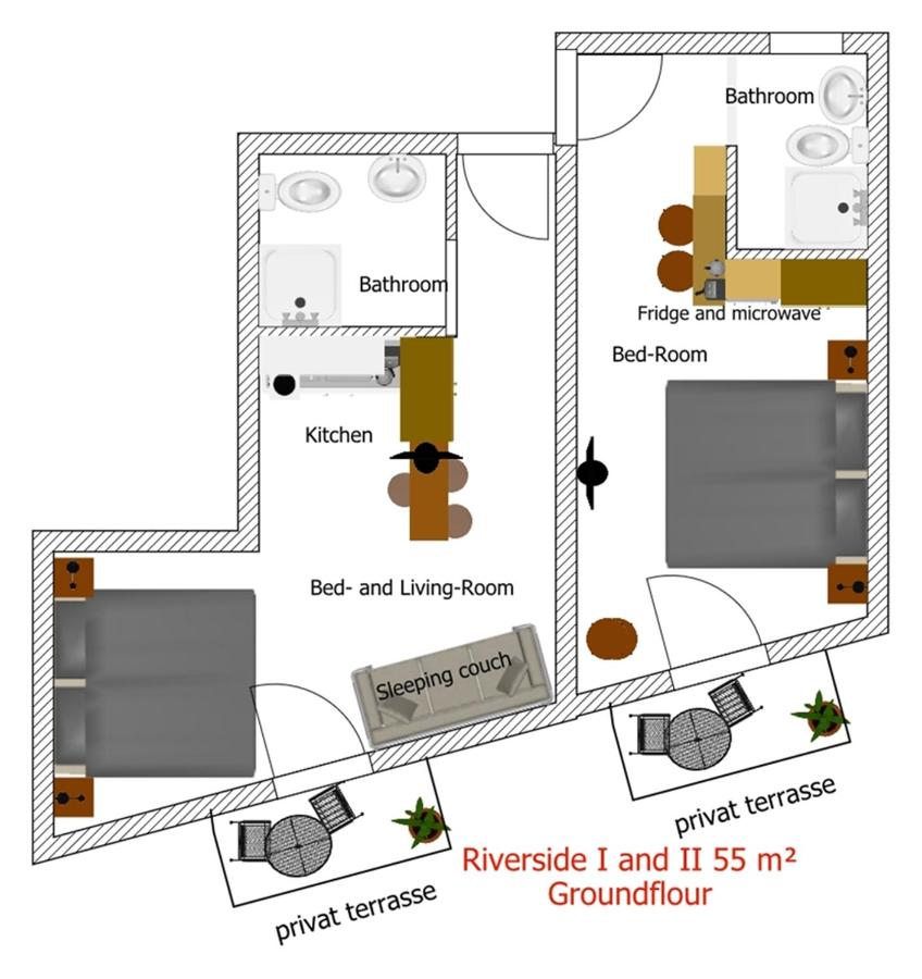  Apartment mit Balkon (für bis zu 5 Personen) – Erdgeschoss