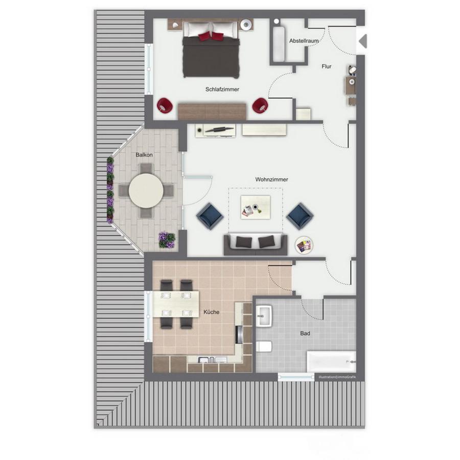 Apartment mit Balkon