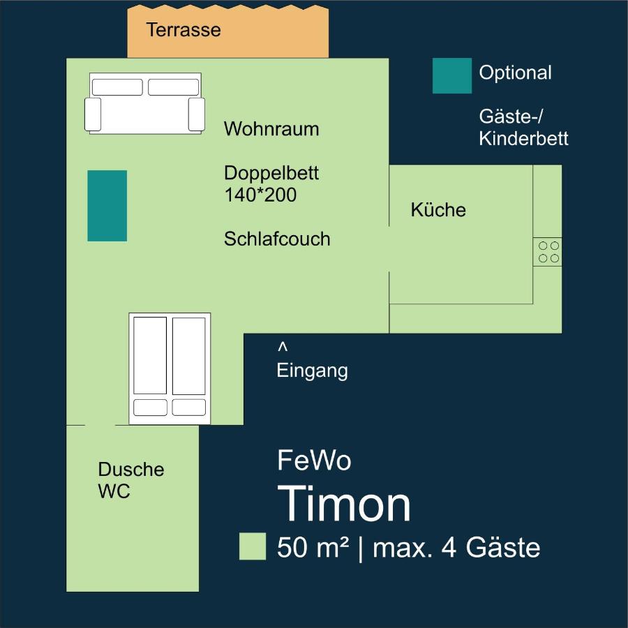 FeWo TIMON großzügig modern mit Terrasse ca 50 qm - Ferienwohnung