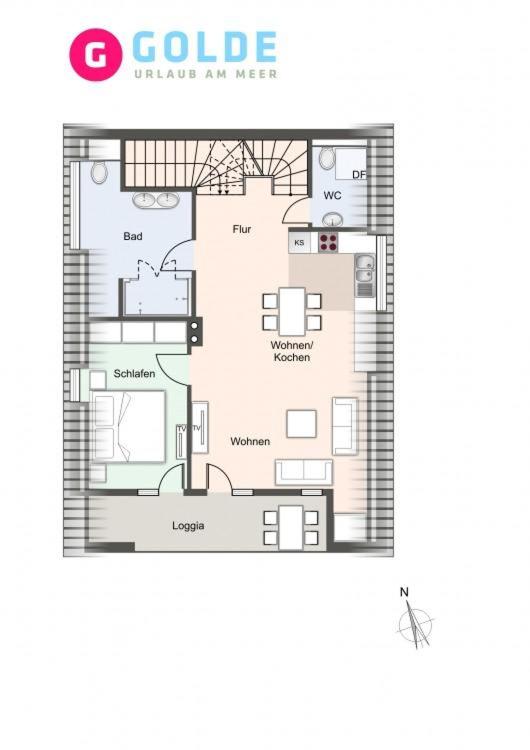 Appartementhaus Olsdorfer Straße Appartement Glücksmomente oben - Chambres d'hôtes Sankt Peter-Ording
