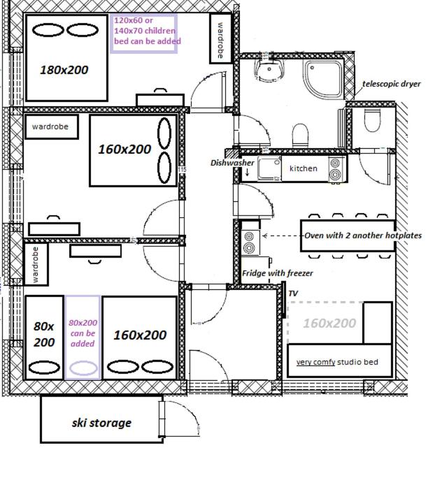 Appartement met 3 Slaapkamers en Toegang tot de Tuin (8 Volwassenen)