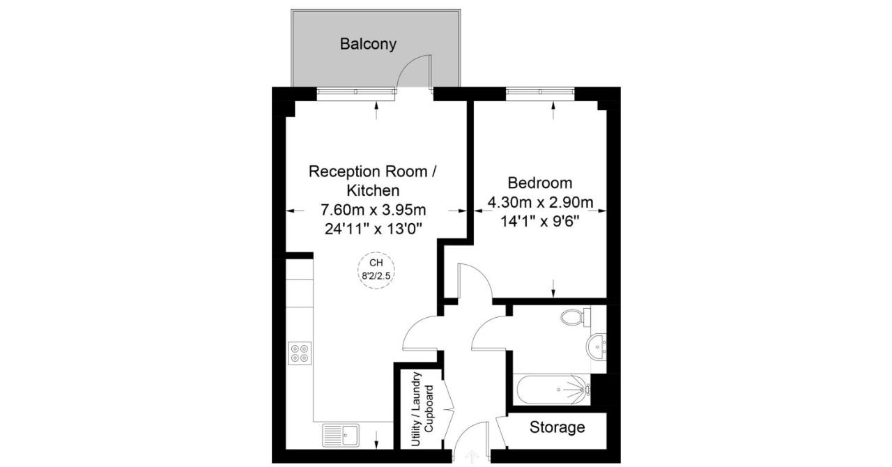 Skyline View 1 Bed Apartment Sleeps 2 - Balcony - B&B London