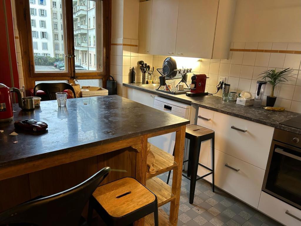 Double Bedroom & Kitchen - Perle du Lac, Geneva - B&B