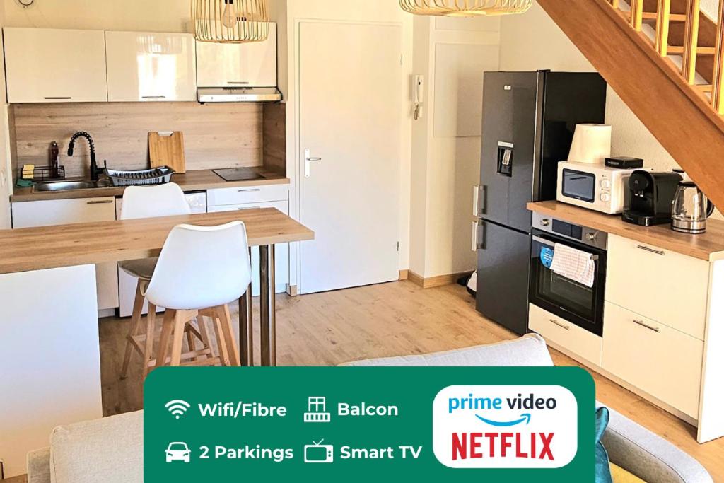 T3 Duplex Thonon Centre - Parking - Gare - Thermes - B&B