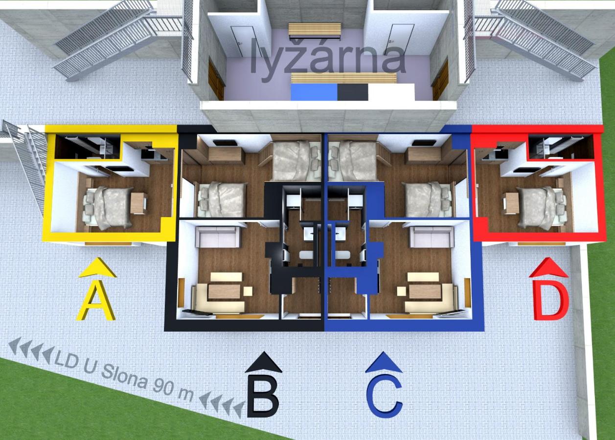 U Králíka, přízemní bezbarierové apartmány A,B,C,D - 50 metrů od vleku - přejdete v lyžácích, pod bobovou dráhou, parkování zdarma, lyžárna s vysoušeči bot, nový aquapark v docházkové vzdálenosti - Chambres d'hôtes Dolní Morava