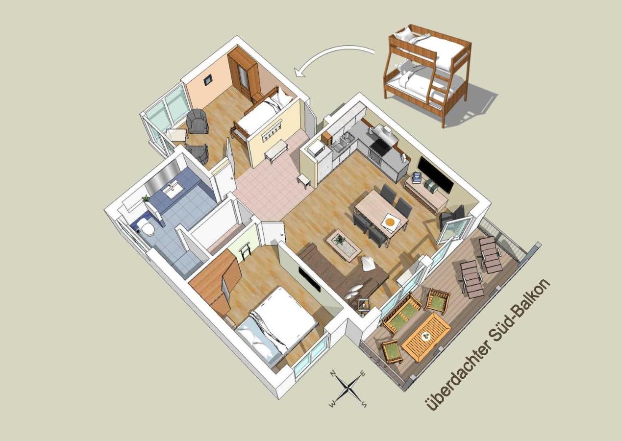 Apartment mit 2 Schlafzimmern und Balkon