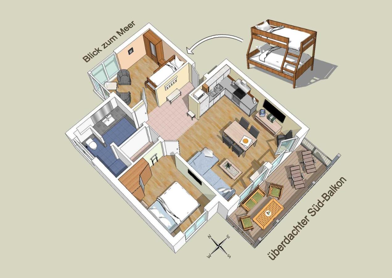 Apartment mit 2 Schlafzimmern und Sauna