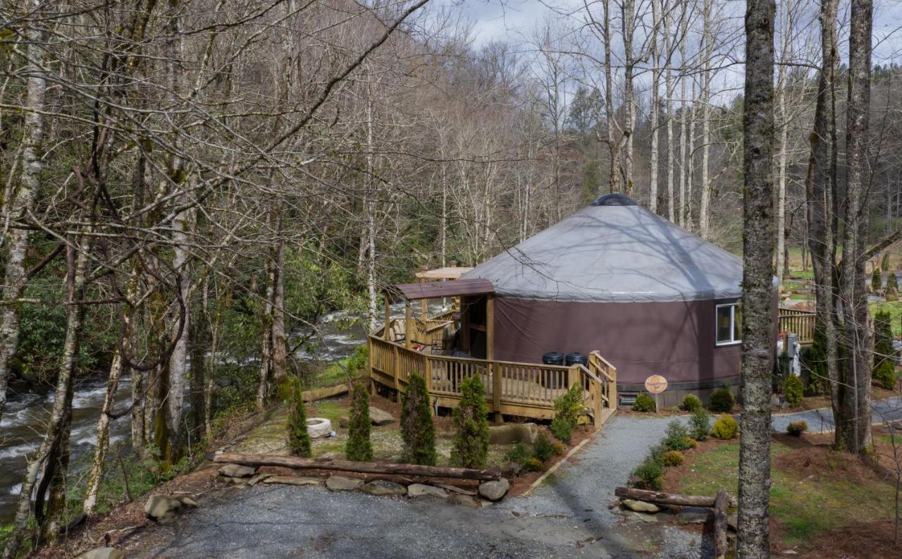 B&B Topton - Tranquil Haven Luxy Yurt - Creekside Glamping with Private Hot Tub - Bed and Breakfast Topton