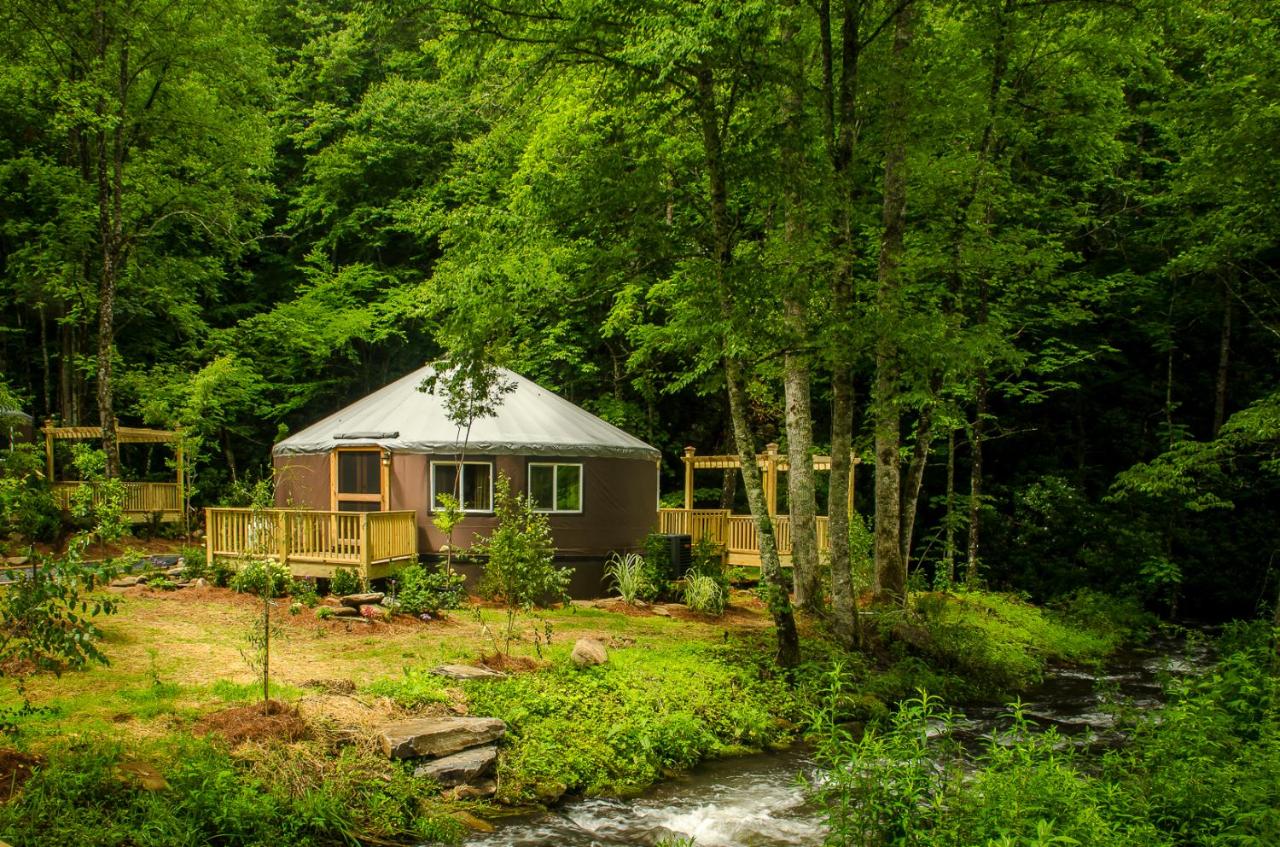 B&B Topton - Creekside Cove Luxury Yurt - Creekside Glamping with Private Hot Tub - Bed and Breakfast Topton