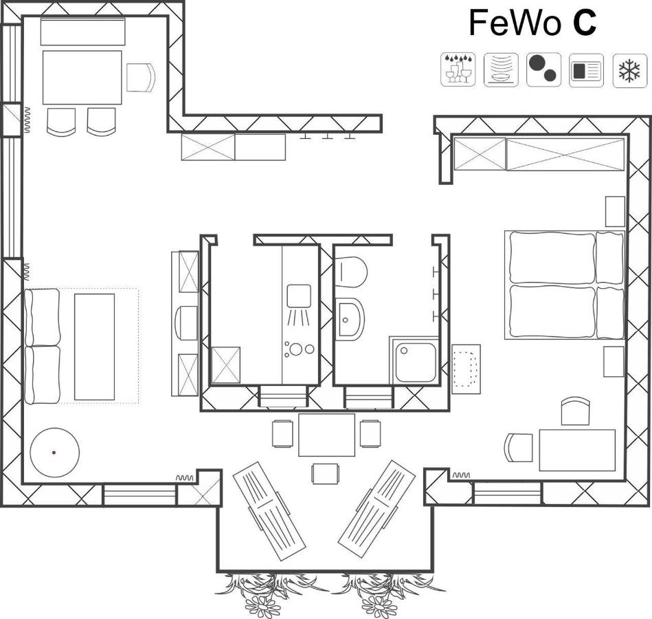 Apartment mit Dusche