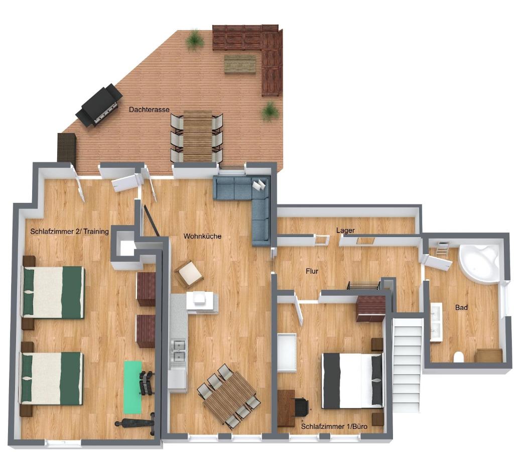 BIRDHOUSE - Big Living for 12 with two Terraces, BBQs, Kicker, Fitness - B&B Marburg an der Lahn