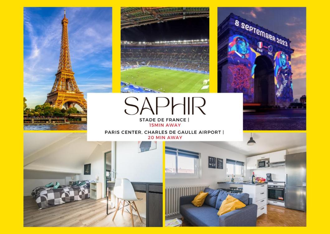 B&B Drancy - Le SAPHIR - 20min from Paris & CDG Airport - 2 bathrooms - 2 Desks - Bed and Breakfast Drancy