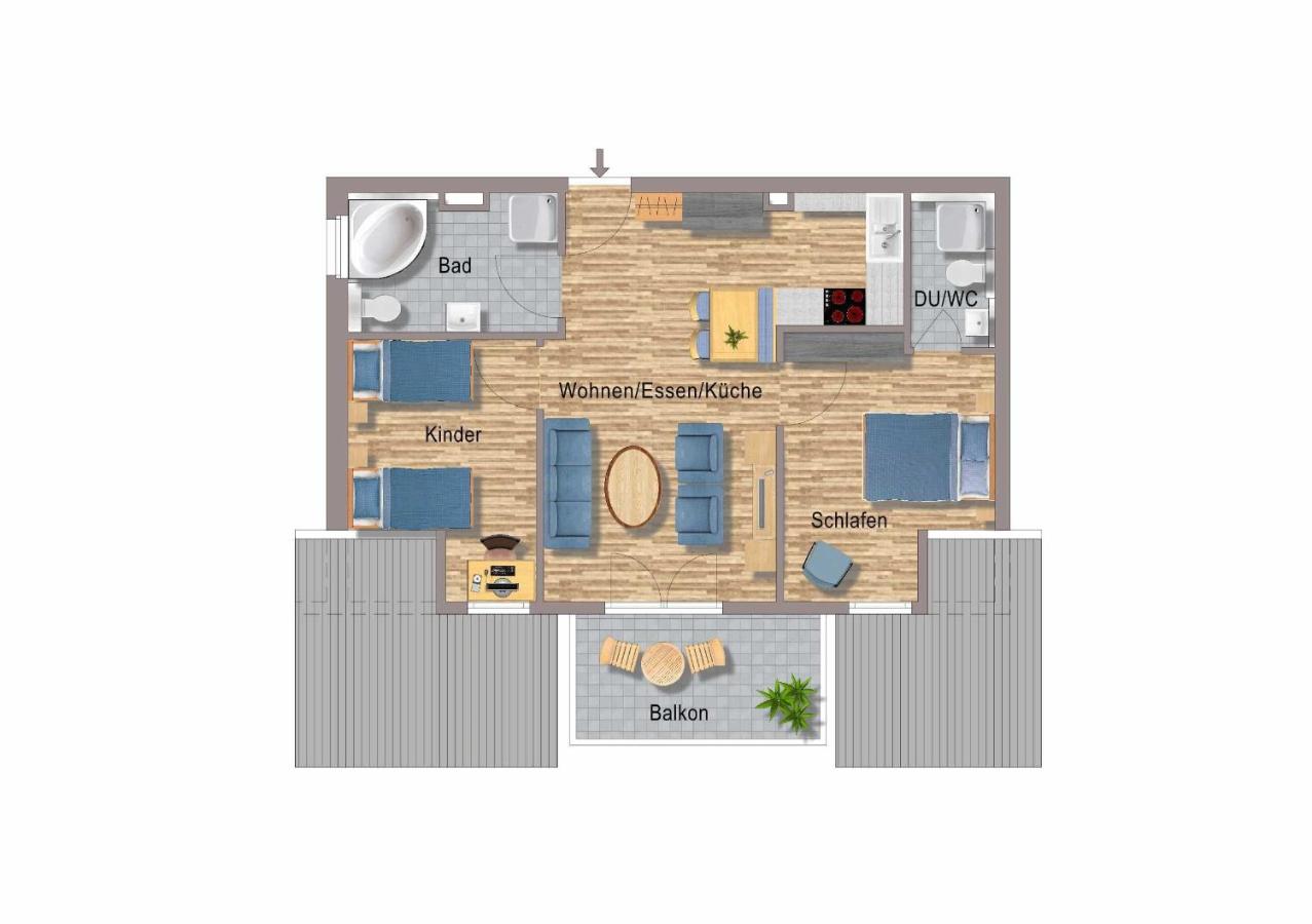 Apartment mit 2 Schlafzimmern und Sauna