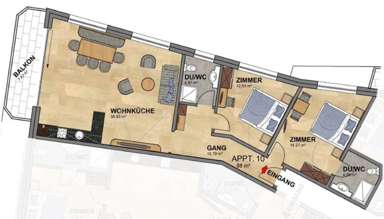 Appartement met 2 slaapkamers