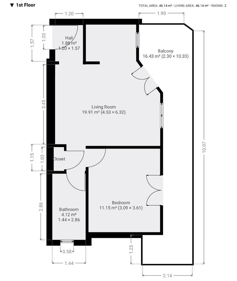 Apartamento de 1 dormitorio